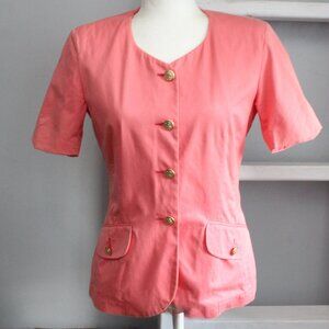 Diario Vintage 90s Peach Pink Short Sleeve Shoulder Padded Blazer Size Small​​​